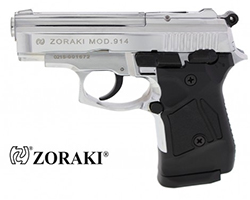 Schreckschusspistole Zoraki 914 verchromt mit einem 14 Schuss Magazin für Patronen im Kaliber 9 mm P.A.