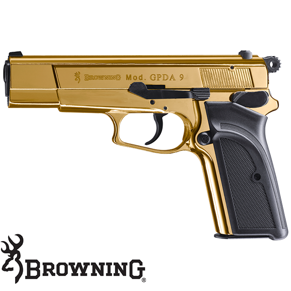 Browning GPDA9 Gold Schreckschusspistole linke Seitenansicht der Gaspistole